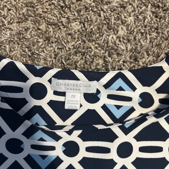 Charter Club Navy and White Patterned Midi Dress - Picture 3 of 7